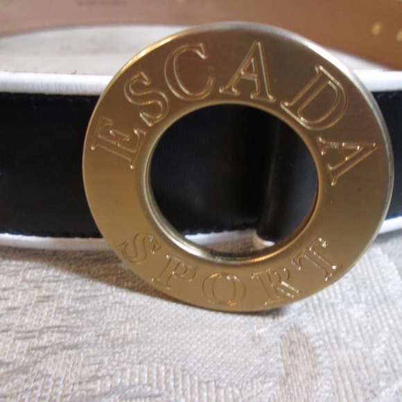 Vtg ESCADA black Leather WOMEN\'S BELT with studs Sz 28 .... Made in GERMANY main image 7